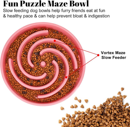 Slow Feeder Dog Bowls for Large Medium Dog Non Slip Maze Puzzle Bowl Pet Slower Food Feeding Dishes Interactive Bloat Stop Preventing Choking Healthy Dog Bowl, Black