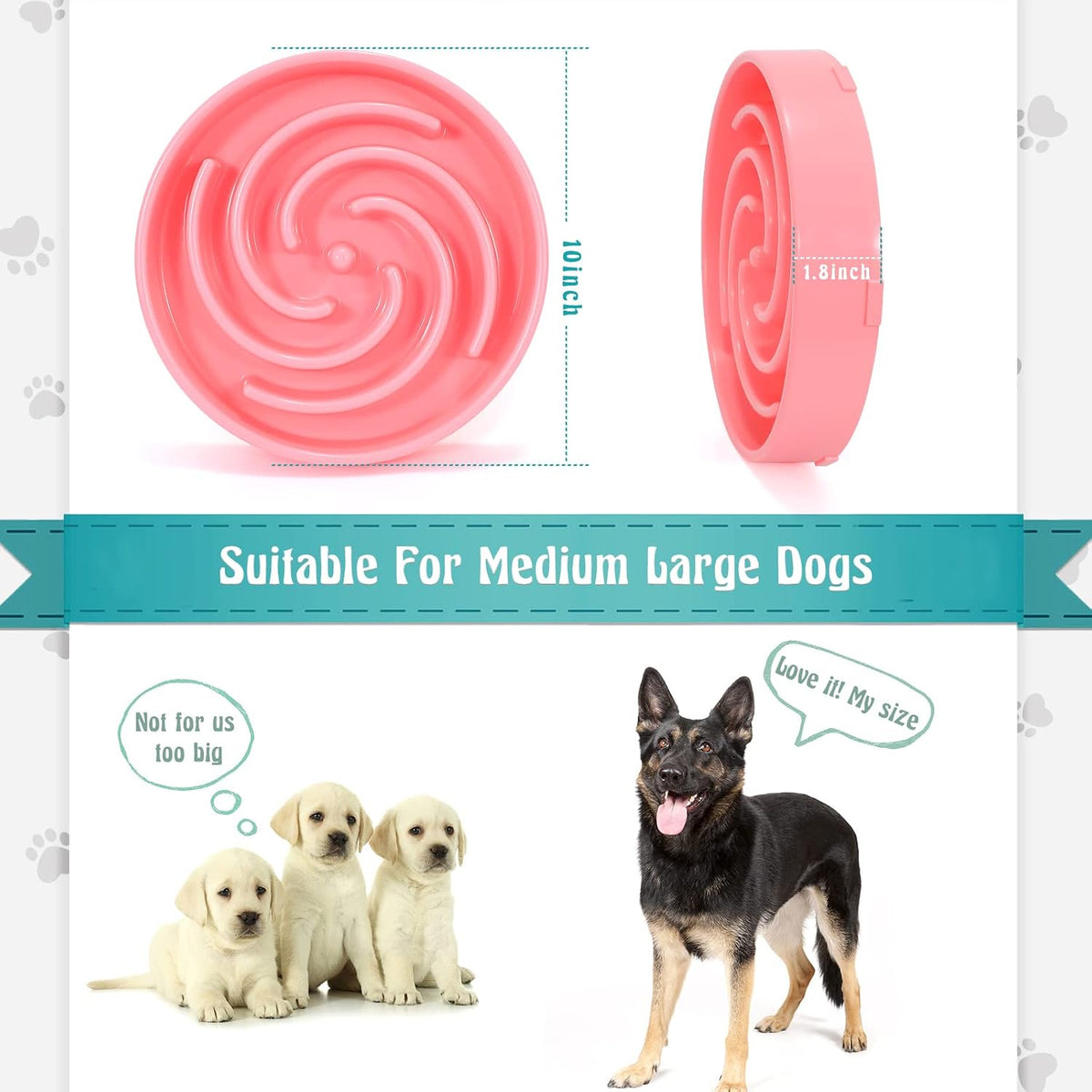 Slow Feeder Dog Bowls for Large Medium Dog Non Slip Maze Puzzle Bowl Pet Slower Food Feeding Dishes Interactive Bloat Stop Preventing Choking Healthy Dog Bowl, Black