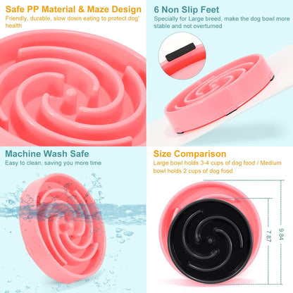 Slow Feeder Dog Bowls for Large Medium Dog Non Slip Maze Puzzle Bowl Pet Slower Food Feeding Dishes Interactive Bloat Stop Preventing Choking Healthy Dog Bowl, Black
