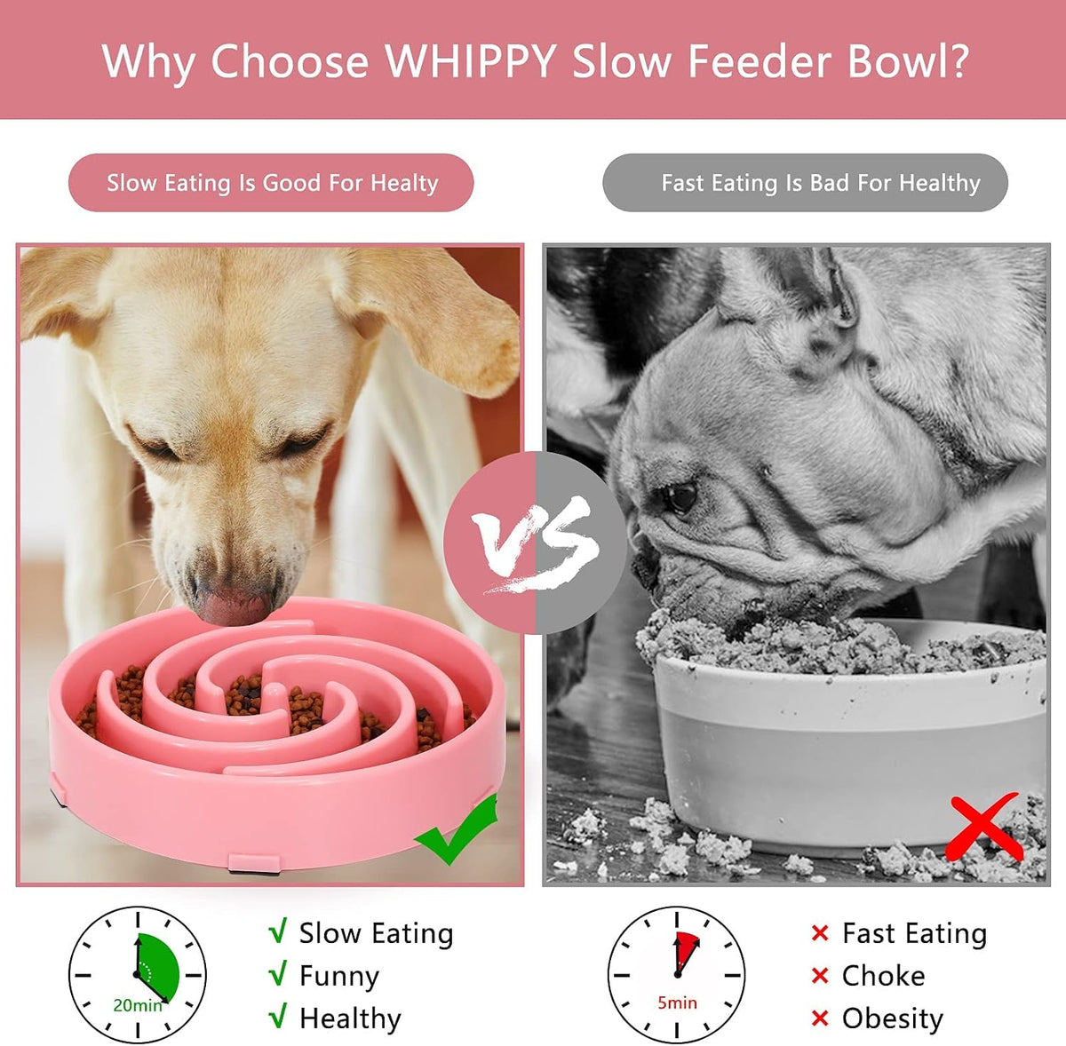 Slow Feeder Dog Bowls for Large Medium Dog Non Slip Maze Puzzle Bowl Pet Slower Food Feeding Dishes Interactive Bloat Stop Preventing Choking Healthy Dog Bowl, Black