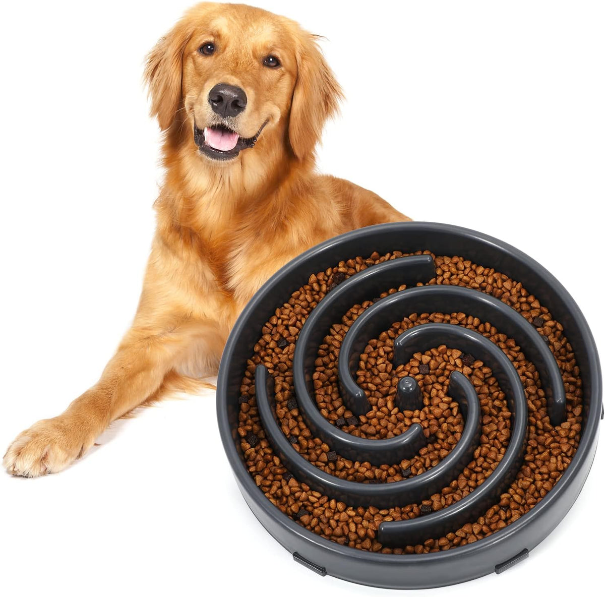 Slow Feeder Dog Bowls for Large Medium Dog Non Slip Maze Puzzle Bowl Pet Slower Food Feeding Dishes Interactive Bloat Stop Preventing Choking Healthy Dog Bowl, Black