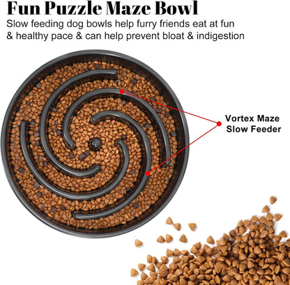Slow Feeder Dog Bowls for Large Medium Dog Non Slip Maze Puzzle Bowl Pet Slower Food Feeding Dishes Interactive Bloat Stop Preventing Choking Healthy Dog Bowl, Black