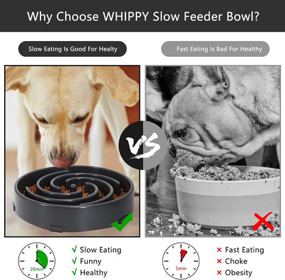 Slow Feeder Dog Bowls for Large Medium Dog Non Slip Maze Puzzle Bowl Pet Slower Food Feeding Dishes Interactive Bloat Stop Preventing Choking Healthy Dog Bowl, Black
