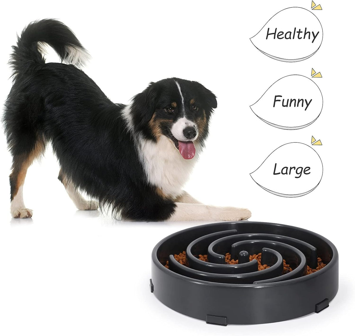 Slow Feeder Dog Bowls for Large Medium Dog Non Slip Maze Puzzle Bowl Pet Slower Food Feeding Dishes Interactive Bloat Stop Preventing Choking Healthy Dog Bowl, Black