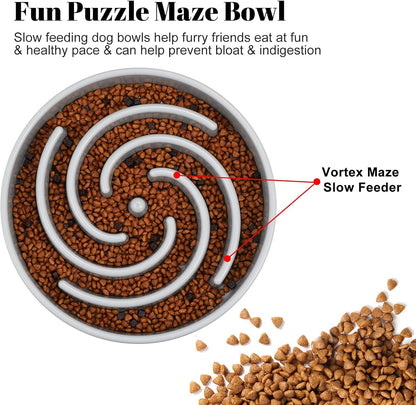 Slow Feeder Dog Bowls for Large Medium Dog Non Slip Maze Puzzle Bowl Pet Slower Food Feeding Dishes Interactive Bloat Stop Preventing Choking Healthy Dog Bowl, Black