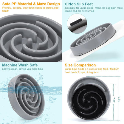 Slow Feeder Dog Bowls for Large Medium Dog Non Slip Maze Puzzle Bowl Pet Slower Food Feeding Dishes Interactive Bloat Stop Preventing Choking Healthy Dog Bowl, Black