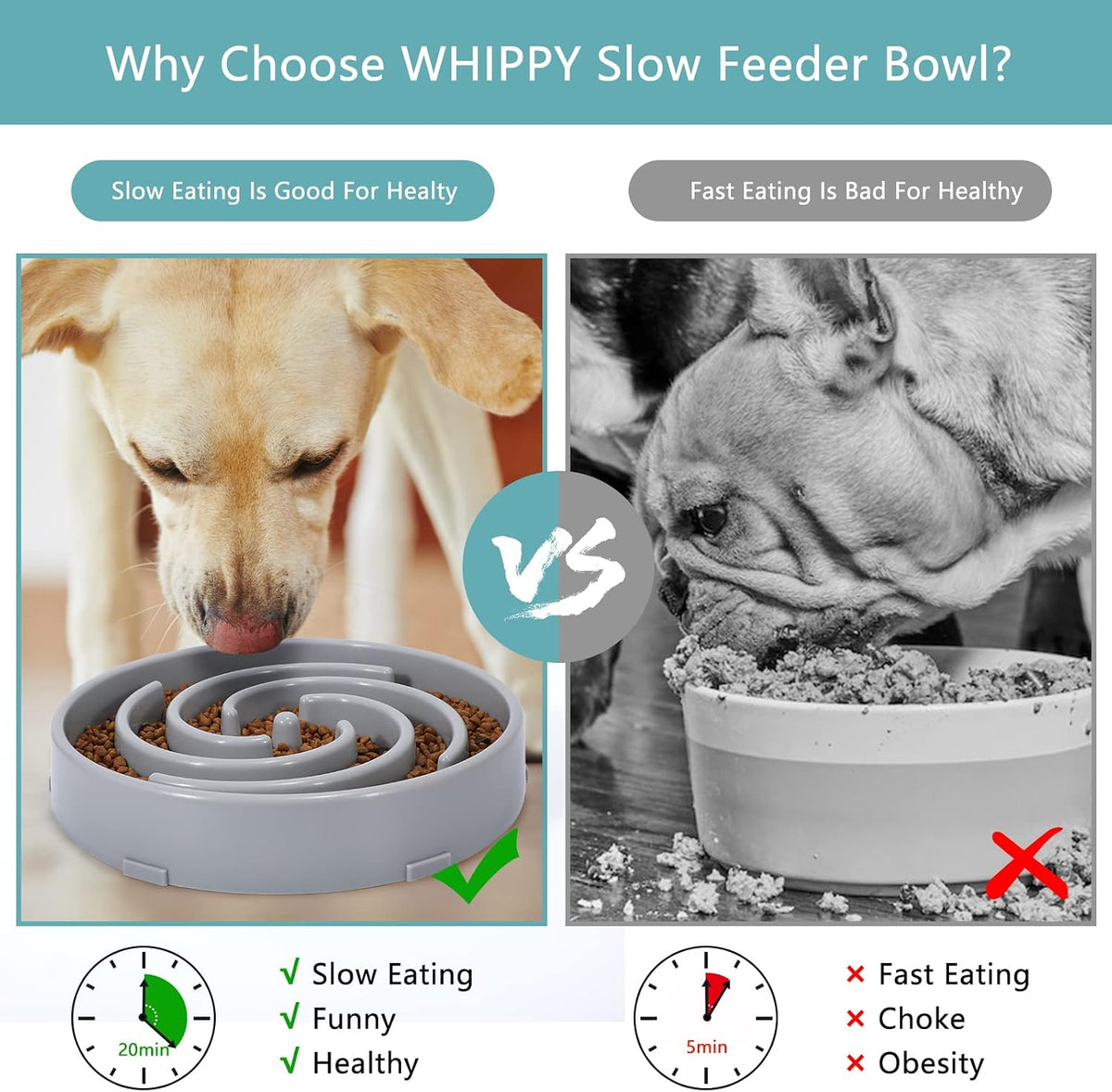 Slow Feeder Dog Bowls for Large Medium Dog Non Slip Maze Puzzle Bowl Pet Slower Food Feeding Dishes Interactive Bloat Stop Preventing Choking Healthy Dog Bowl, Black