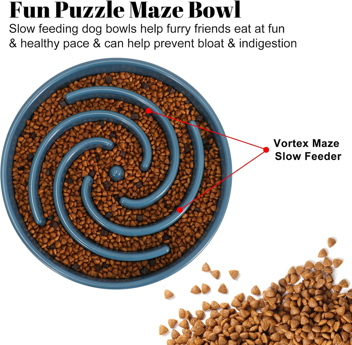 Slow Feeder Dog Bowls for Large Medium Dog Non Slip Maze Puzzle Bowl Pet Slower Food Feeding Dishes Interactive Bloat Stop Preventing Choking Healthy Dog Bowl, Black