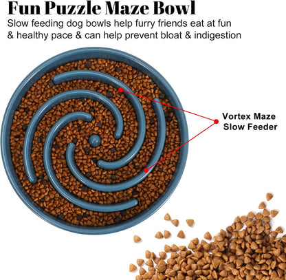 Slow Feeder Dog Bowls for Large Medium Dog Non Slip Maze Puzzle Bowl Pet Slower Food Feeding Dishes Interactive Bloat Stop Preventing Choking Healthy Dog Bowl, Black