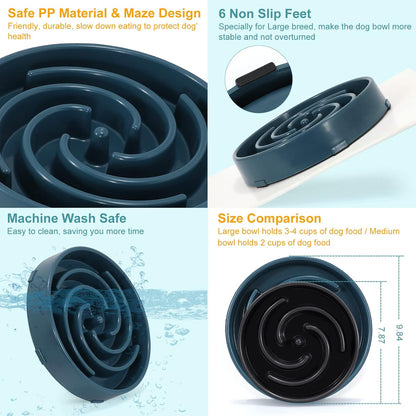 Slow Feeder Dog Bowls for Large Medium Dog Non Slip Maze Puzzle Bowl Pet Slower Food Feeding Dishes Interactive Bloat Stop Preventing Choking Healthy Dog Bowl, Black
