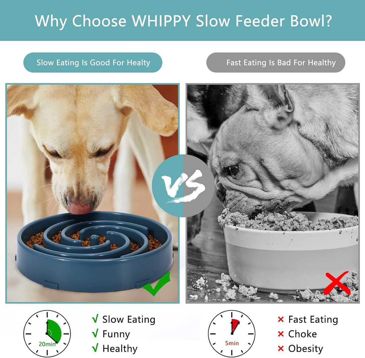 Slow Feeder Dog Bowls for Large Medium Dog Non Slip Maze Puzzle Bowl Pet Slower Food Feeding Dishes Interactive Bloat Stop Preventing Choking Healthy Dog Bowl, Black