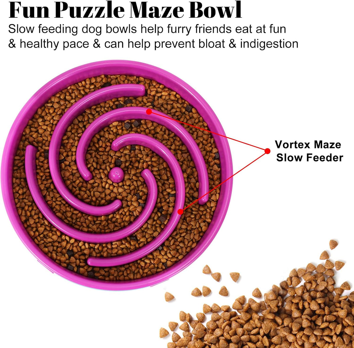 Slow Feeder Dog Bowls for Large Medium Dog Non Slip Maze Puzzle Bowl Pet Slower Food Feeding Dishes Interactive Bloat Stop Preventing Choking Healthy Dog Bowl, Black
