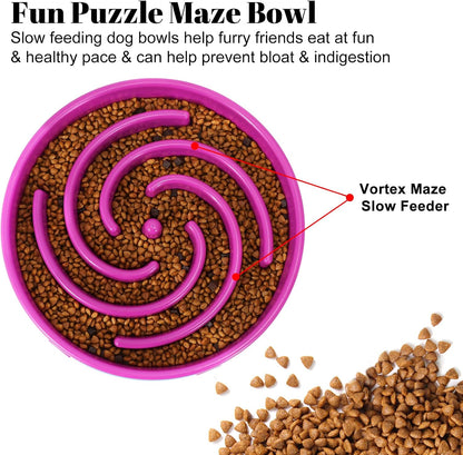 Slow Feeder Dog Bowls for Large Medium Dog Non Slip Maze Puzzle Bowl Pet Slower Food Feeding Dishes Interactive Bloat Stop Preventing Choking Healthy Dog Bowl, Black