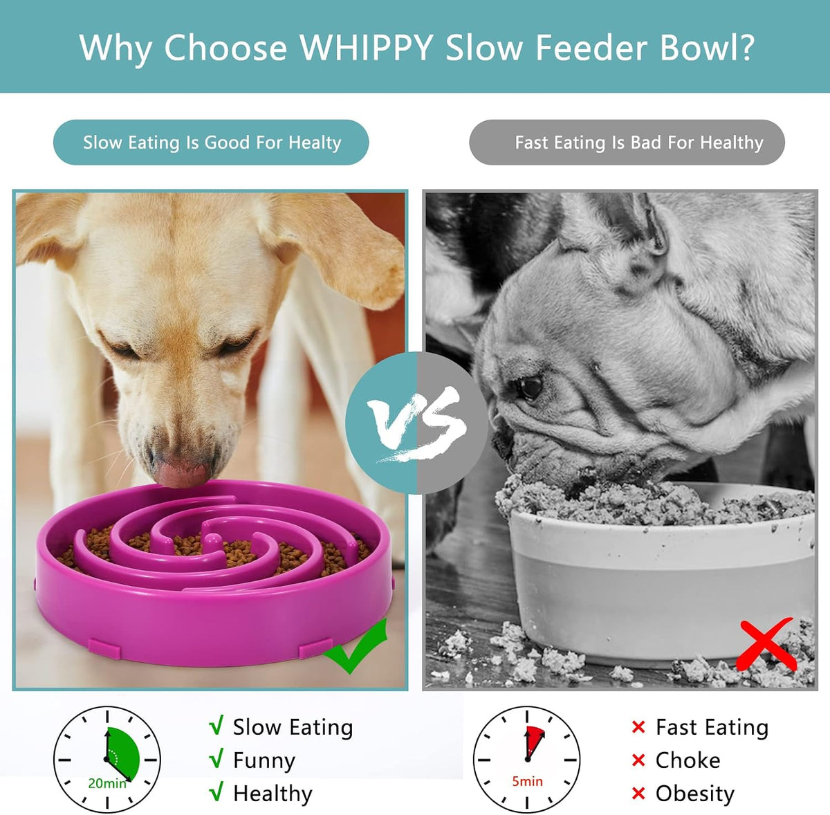 Slow Feeder Dog Bowls for Large Medium Dog Non Slip Maze Puzzle Bowl Pet Slower Food Feeding Dishes Interactive Bloat Stop Preventing Choking Healthy Dog Bowl, Black