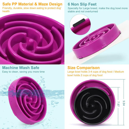 Slow Feeder Dog Bowls for Large Medium Dog Non Slip Maze Puzzle Bowl Pet Slower Food Feeding Dishes Interactive Bloat Stop Preventing Choking Healthy Dog Bowl, Black