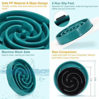 Slow Feeder Dog Bowls for Large Medium Dog Non Slip Maze Puzzle Bowl Pet Slower Food Feeding Dishes Interactive Bloat Stop Preventing Choking Healthy Dog Bowl, Black