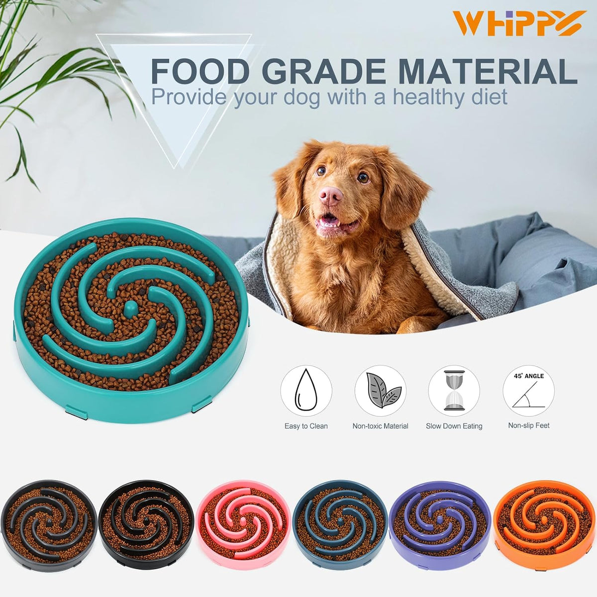 Slow Feeder Dog Bowls for Large Medium Dog Non Slip Maze Puzzle Bowl Pet Slower Food Feeding Dishes Interactive Bloat Stop Preventing Choking Healthy Dog Bowl, Black