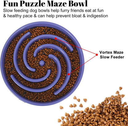 Slow Feeder Dog Bowls for Large Medium Dog Non Slip Maze Puzzle Bowl Pet Slower Food Feeding Dishes Interactive Bloat Stop Preventing Choking Healthy Dog Bowl, Black