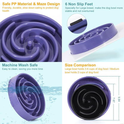Slow Feeder Dog Bowls for Large Medium Dog Non Slip Maze Puzzle Bowl Pet Slower Food Feeding Dishes Interactive Bloat Stop Preventing Choking Healthy Dog Bowl, Black