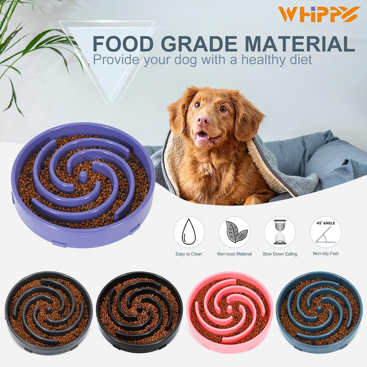 Slow Feeder Dog Bowls for Large Medium Dog Non Slip Maze Puzzle Bowl Pet Slower Food Feeding Dishes Interactive Bloat Stop Preventing Choking Healthy Dog Bowl, Black