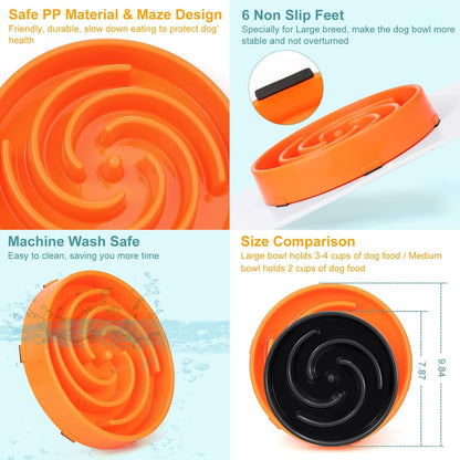Slow Feeder Dog Bowls for Large Medium Dog Non Slip Maze Puzzle Bowl Pet Slower Food Feeding Dishes Interactive Bloat Stop Preventing Choking Healthy Dog Bowl, Black