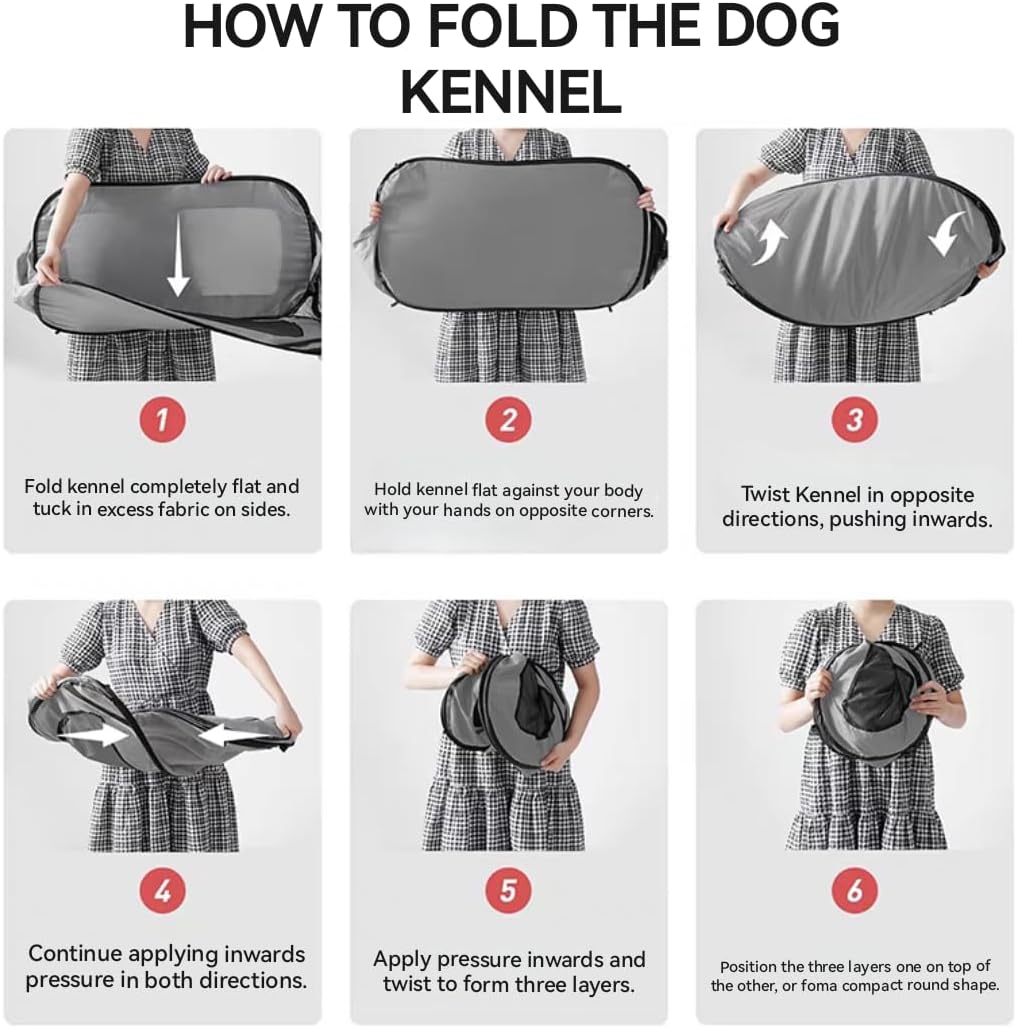 36 Inch Foldable Dog Kennel for Large Dogs, Portable Waterproof Pop-Up Pet Crate, Indoor Outdoor Travel Car Seat Kennel (Grey)