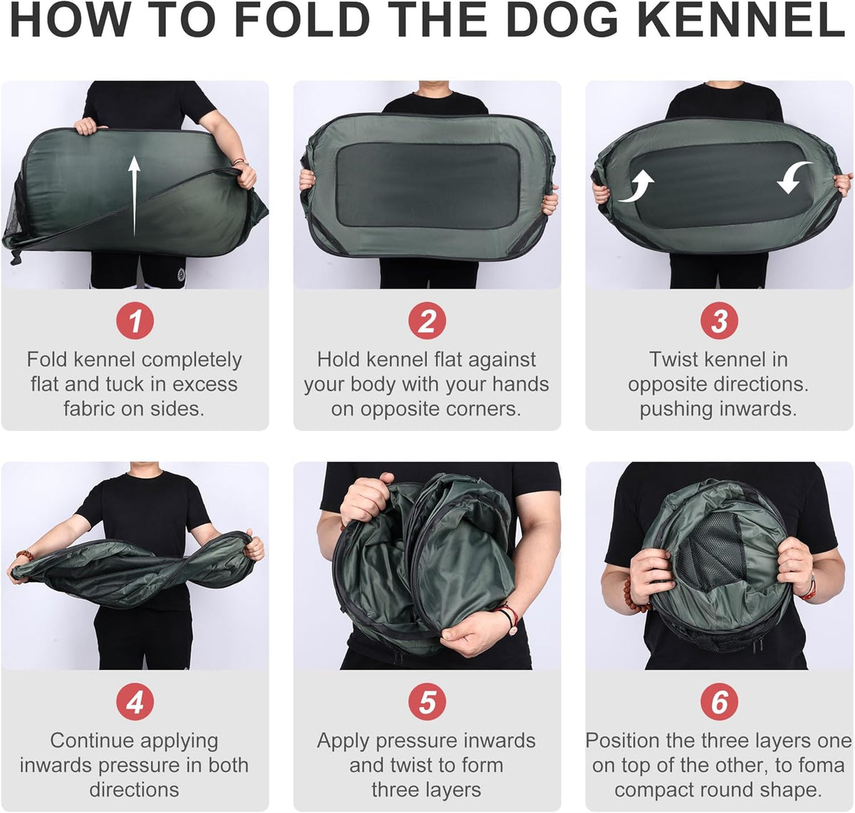 36 Inch Foldable Dog Kennel for Large Dogs, Portable Waterproof Pop-Up Pet Crate, Indoor Outdoor Travel Car Seat Kennel (Grey)