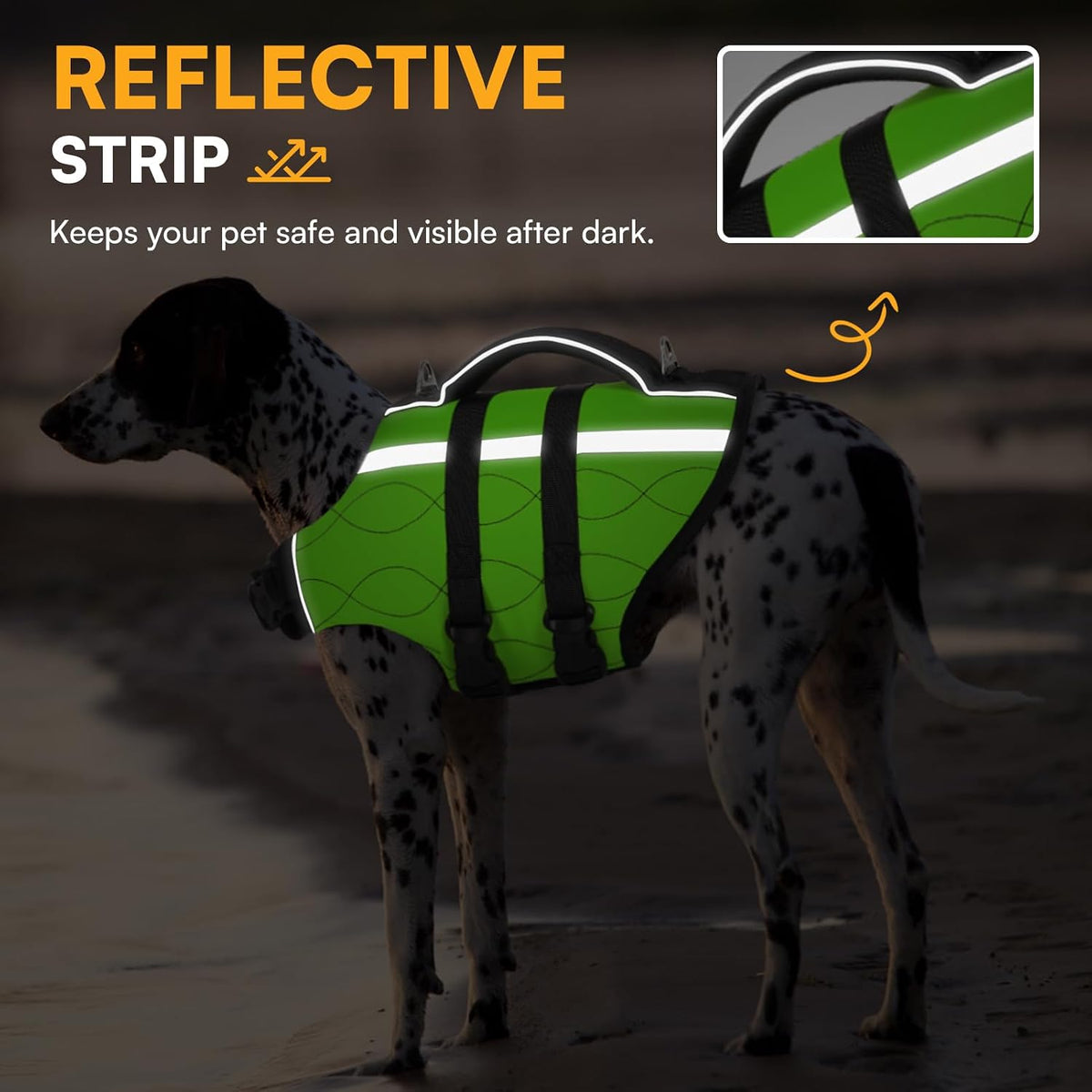 Dog Life Jacket Large,High Flotation Dog Life Vest for Swimming Boating,Adjustable Ripstop Pet Lifesaver for Large Dogs,Reflective Safety Dogs Swimming Vest with Rescue Handle(Green,L)