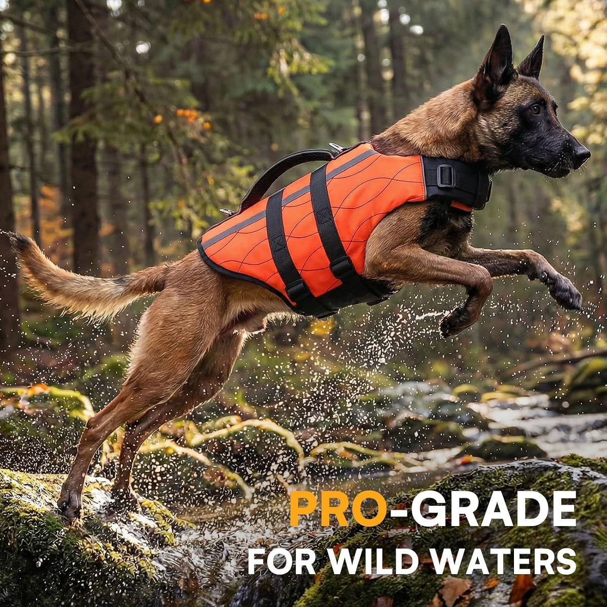 Dog Life Jacket Large,High Flotation Dog Life Vest for Swimming Boating,Adjustable Ripstop Pet Lifesaver for Large Dogs,Reflective Safety Dogs Swimming Vest with Rescue Handle(Green,L)