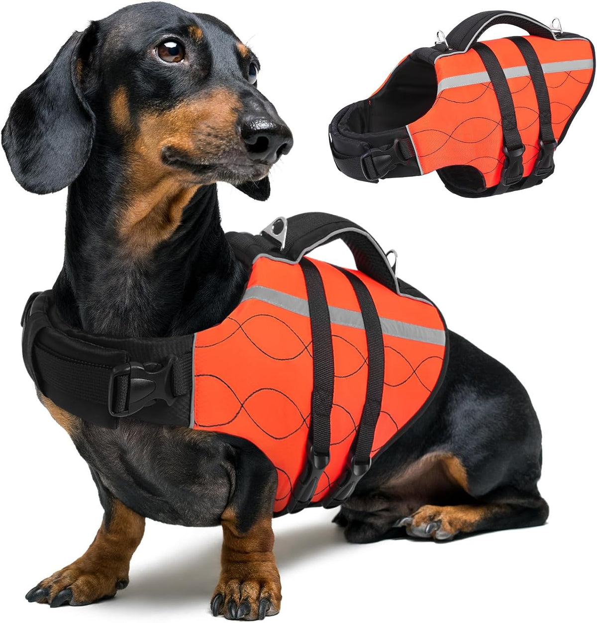 Dog Life Jacket Large,High Flotation Dog Life Vest for Swimming Boating,Adjustable Ripstop Pet Lifesaver for Large Dogs,Reflective Safety Dogs Swimming Vest with Rescue Handle(Green,L)