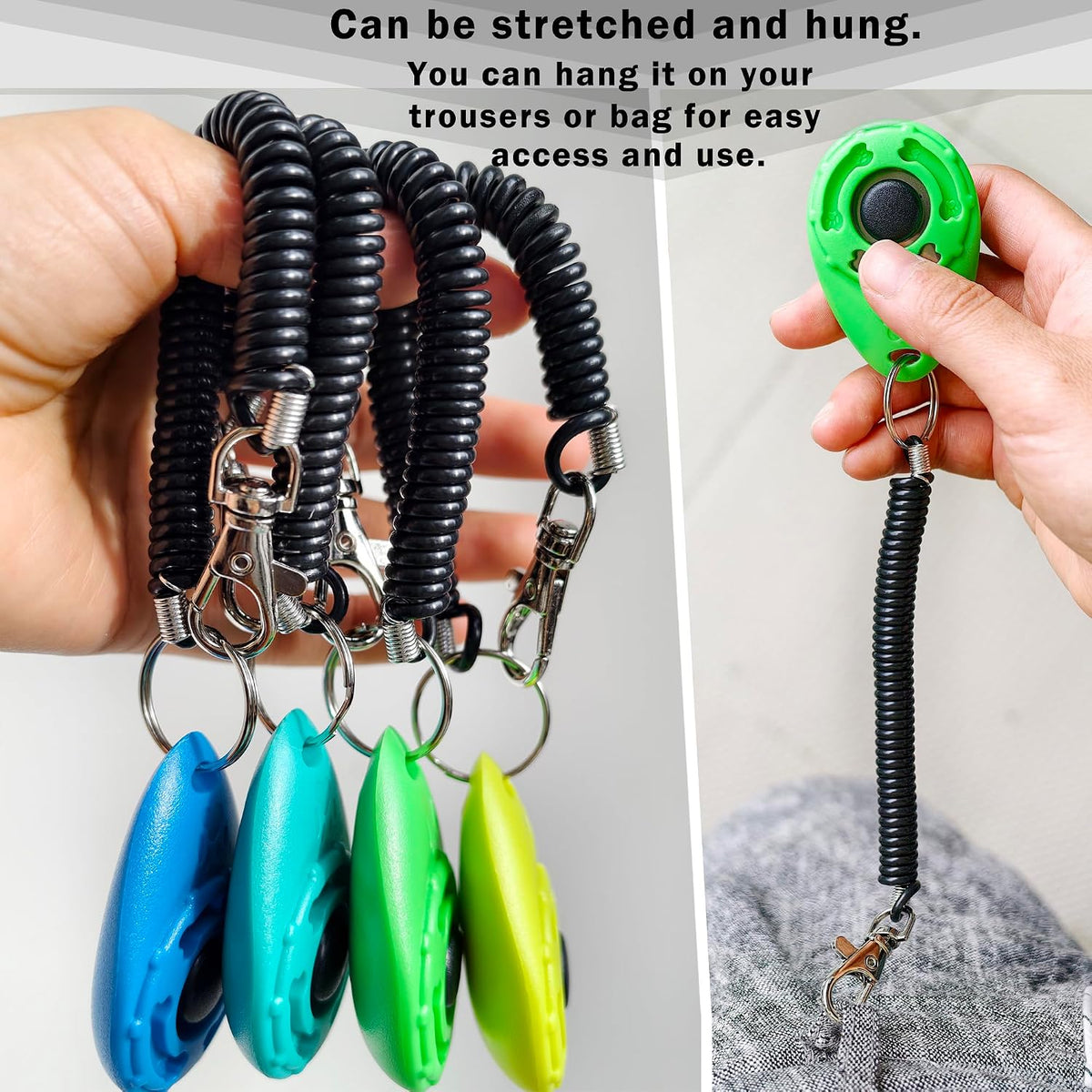 Pet Training Clicker with Wrist Strap - Dog Training Clickers for Puppy, Cat, Potty, Bird, Horse, Pet, Trainer Training Tools, Behavior Aids (Aqua + Jade Green + Blue + Lime Green)