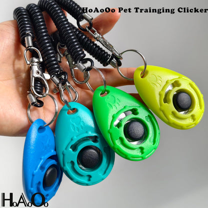 Pet Training Clicker with Wrist Strap - Dog Training Clickers for Puppy, Cat, Potty, Bird, Horse, Pet, Trainer Training Tools, Behavior Aids (Aqua + Jade Green + Blue + Lime Green)