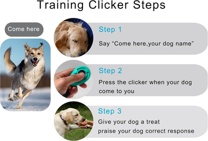 Pet Training Clicker with Wrist Strap - Dog Training Clickers for Puppy, Cat, Potty, Bird, Horse, Pet, Trainer Training Tools, Behavior Aids (Aqua + Jade Green + Blue + Lime Green)