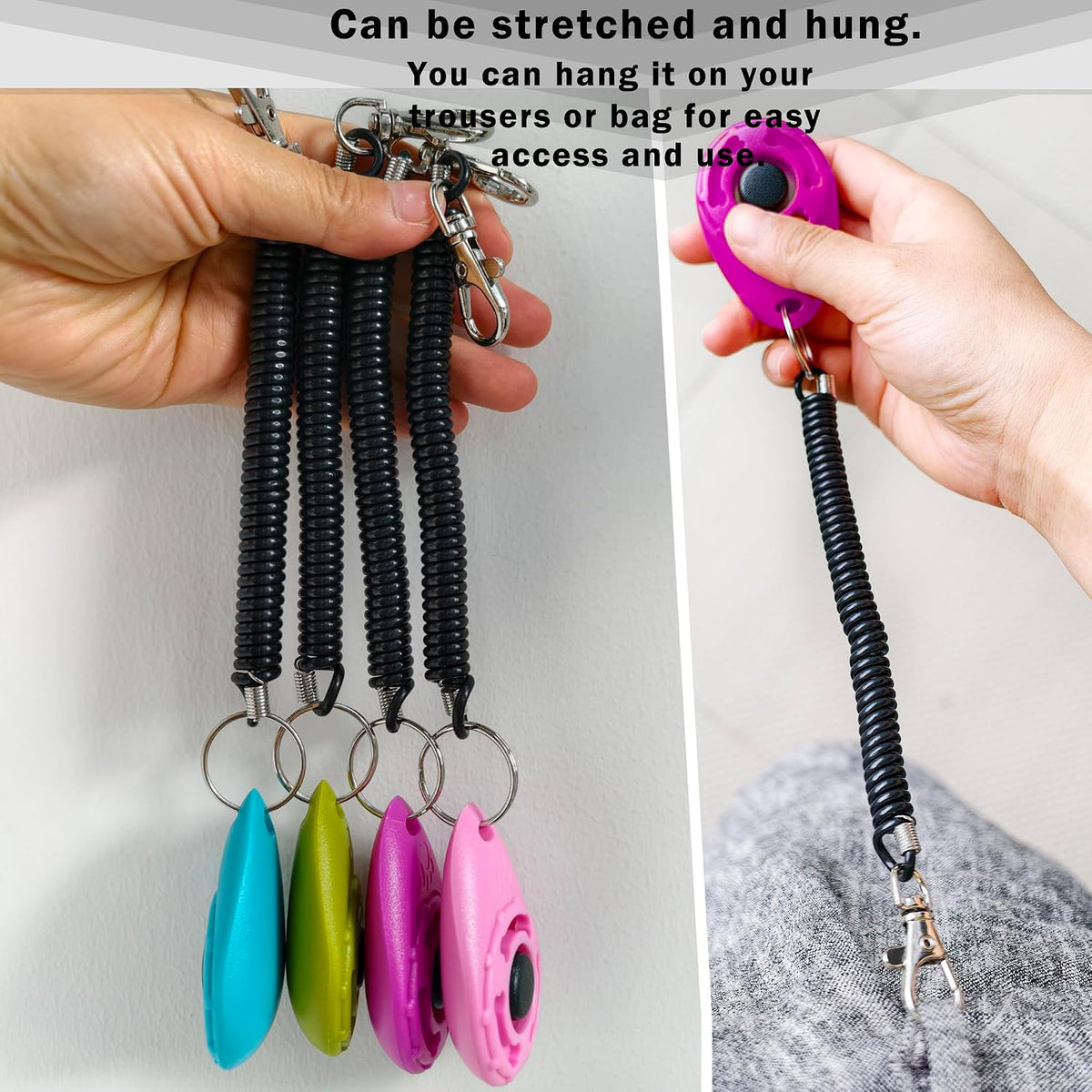 Pet Training Clicker with Wrist Strap - Dog Training Clickers for Puppy, Cat, Potty, Bird, Horse, Pet, Trainer Training Tools, Behavior Aids (Aqua + Jade Green + Blue + Lime Green)