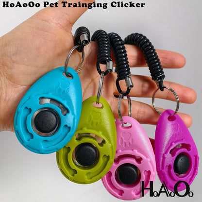 Pet Training Clicker with Wrist Strap - Dog Training Clickers for Puppy, Cat, Potty, Bird, Horse, Pet, Trainer Training Tools, Behavior Aids (Aqua + Jade Green + Blue + Lime Green)