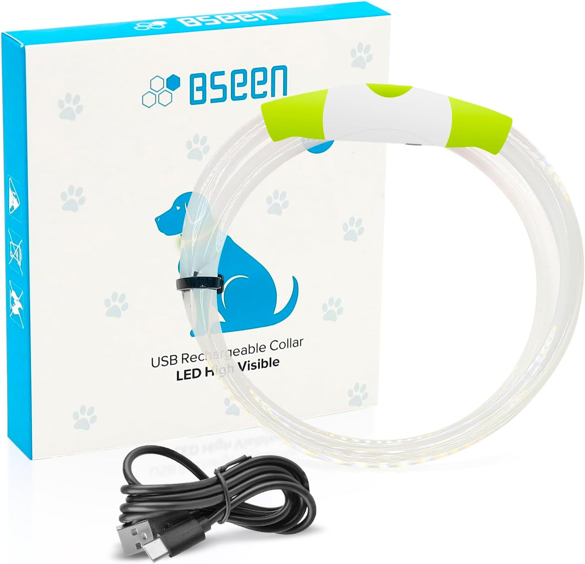 Light Up Dog Collar (Green 70cm)