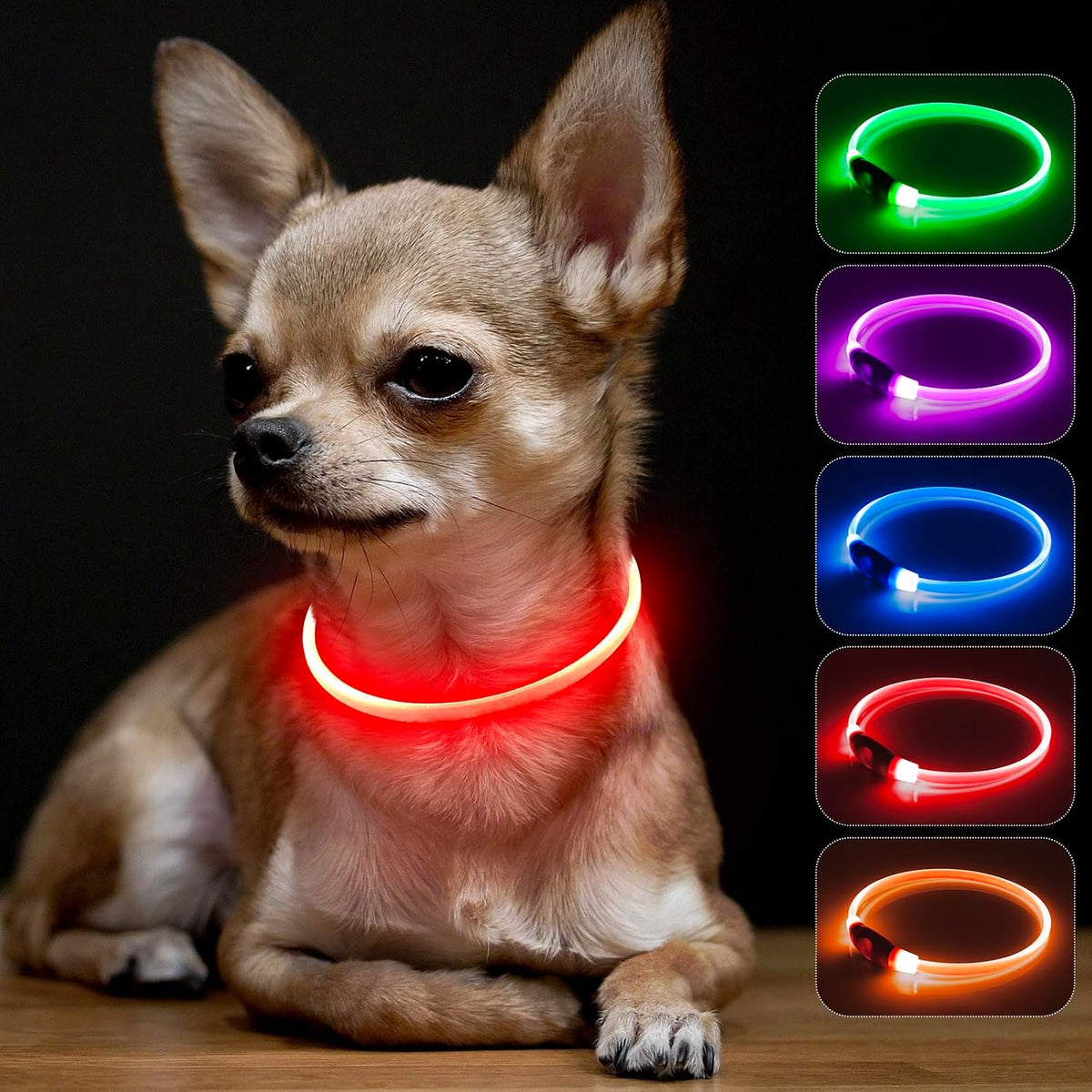 Light Up Dog Collar (Green 70cm)