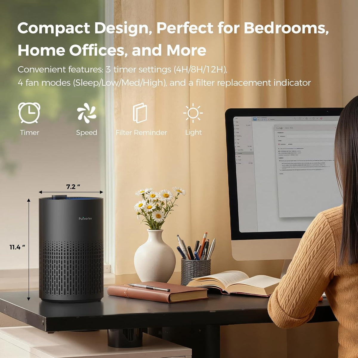 Air Purifiers for Bedroom, Covers Up to 880 Sq Ft, PX500 Black