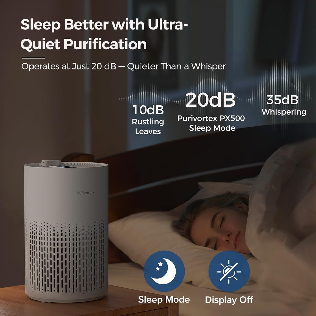 Air Purifiers for Bedroom, Covers Up to 880 Sq Ft, PX500 Black