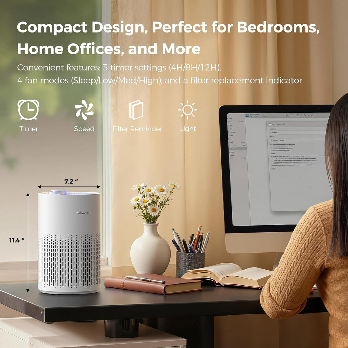 Air Purifiers for Bedroom, Covers Up to 880 Sq Ft, PX500 Black
