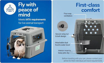 Sky Kennel for Air Travel, 21in Dog Crate for Pets up to 15lbs