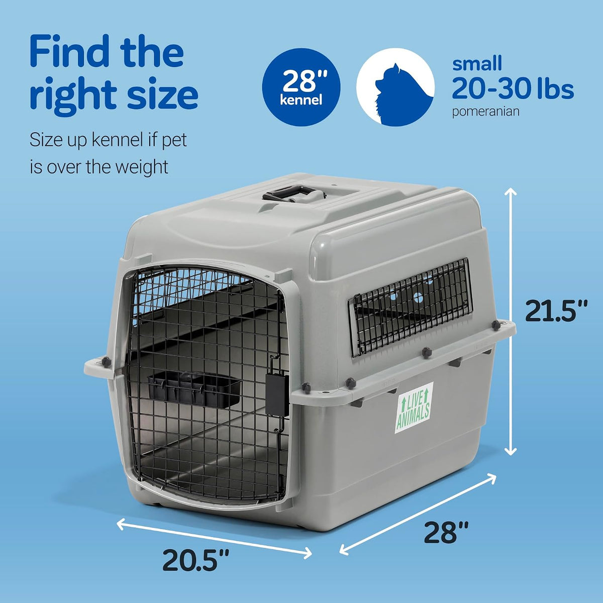 Sky Kennel for Air Travel, 21in Dog Crate for Pets up to 15lbs