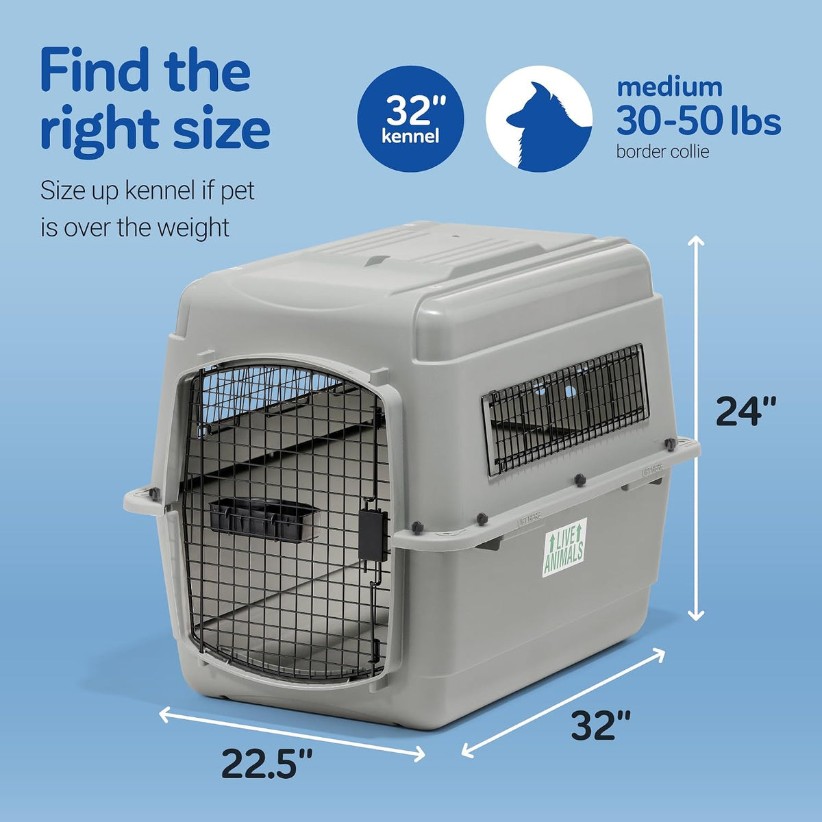 Sky Kennel for Air Travel, 21in Dog Crate for Pets up to 15lbs