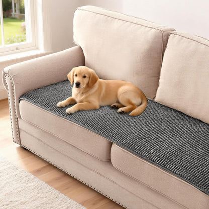 Plush Chenille Dog Bed Cover Thick Soft Sofa Cover for 3 Cushion Couch Anti Slip Couch Cover Furniture Protector for Dog, Pet, Cat (35" x 82", Ivory)