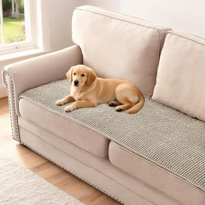 Plush Chenille Dog Bed Cover Thick Soft Sofa Cover for 3 Cushion Couch Anti Slip Couch Cover Furniture Protector for Dog, Pet, Cat (35" x 82", Ivory)