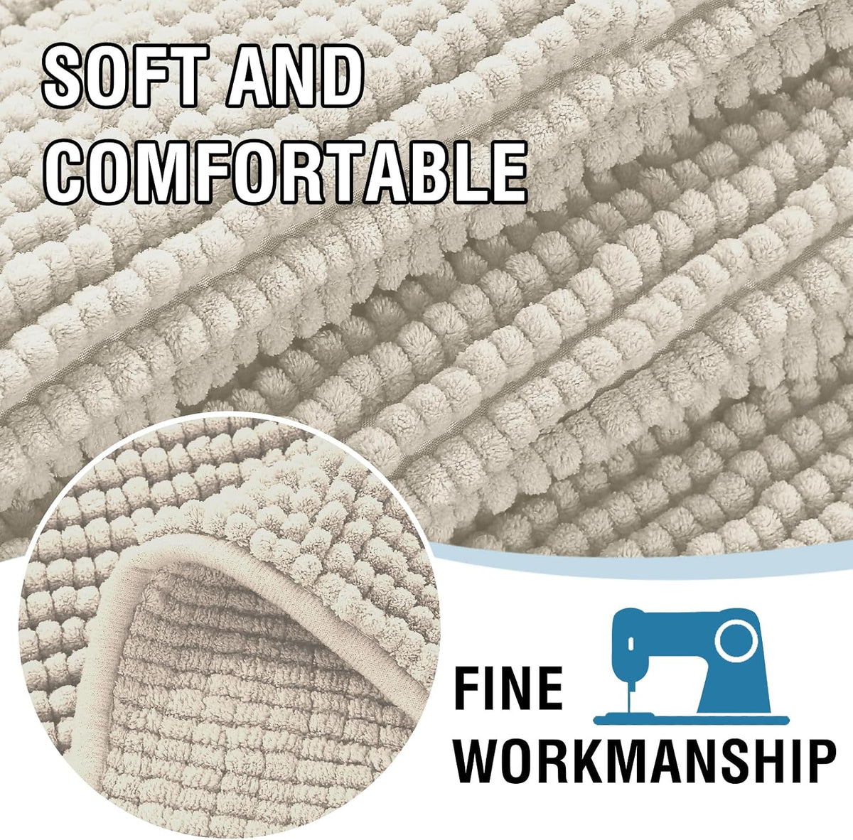 Plush Chenille Dog Bed Cover Thick Soft Sofa Cover for 3 Cushion Couch Anti Slip Couch Cover Furniture Protector for Dog, Pet, Cat (35" x 82", Ivory)
