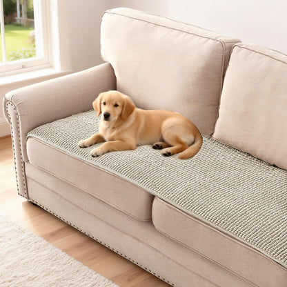 Plush Chenille Dog Bed Cover Thick Soft Sofa Cover for 3 Cushion Couch Anti Slip Couch Cover Furniture Protector for Dog, Pet, Cat (35" x 82", Ivory)