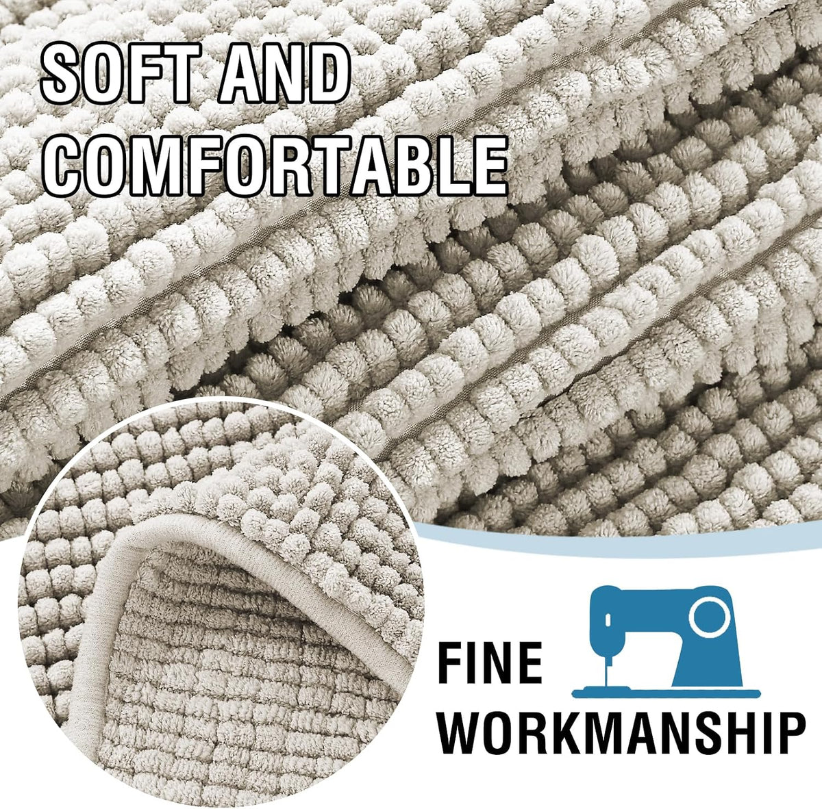 Plush Chenille Dog Bed Cover Thick Soft Sofa Cover for 3 Cushion Couch Anti Slip Couch Cover Furniture Protector for Dog, Pet, Cat (35" x 82", Ivory)