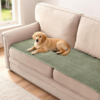 Plush Chenille Dog Bed Cover Thick Soft Sofa Cover for 3 Cushion Couch Anti Slip Couch Cover Furniture Protector for Dog, Pet, Cat (35" x 82", Ivory)