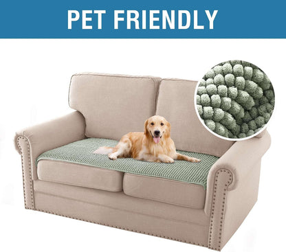 Plush Chenille Dog Bed Cover Thick Soft Sofa Cover for 3 Cushion Couch Anti Slip Couch Cover Furniture Protector for Dog, Pet, Cat (35" x 82", Ivory)